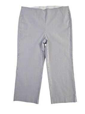 Chico's Seersucker Cropped Pants Striped Pull On Elastic Waist Size 16 or XL